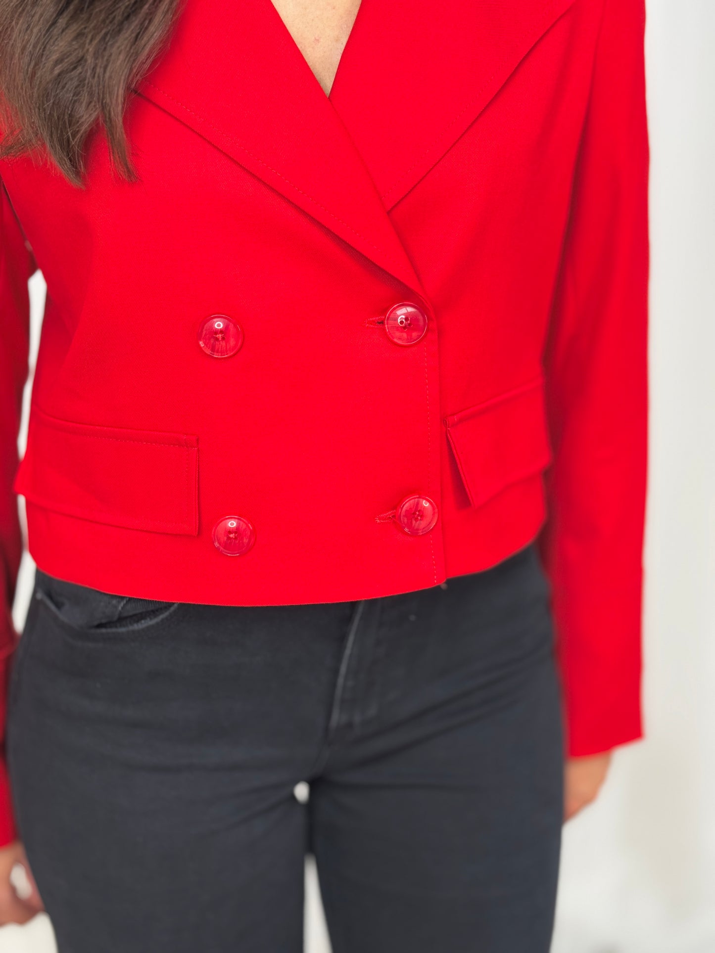 Alana Crop Blazer In Red