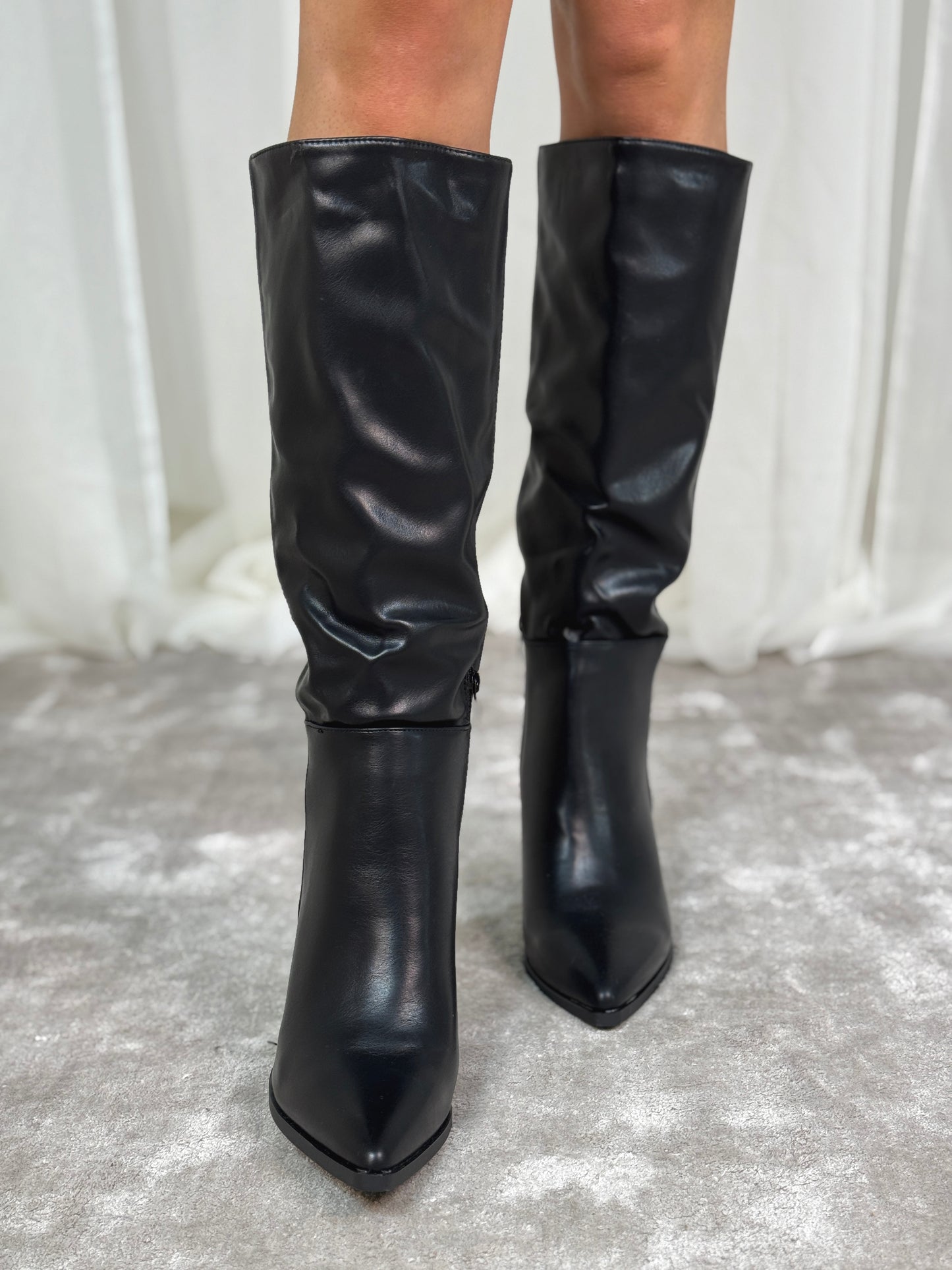 Izzy Faux Leather Boot In Black