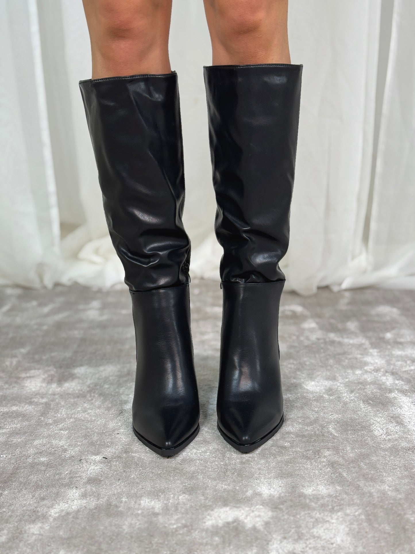 Izzy Faux Leather Boot In Black