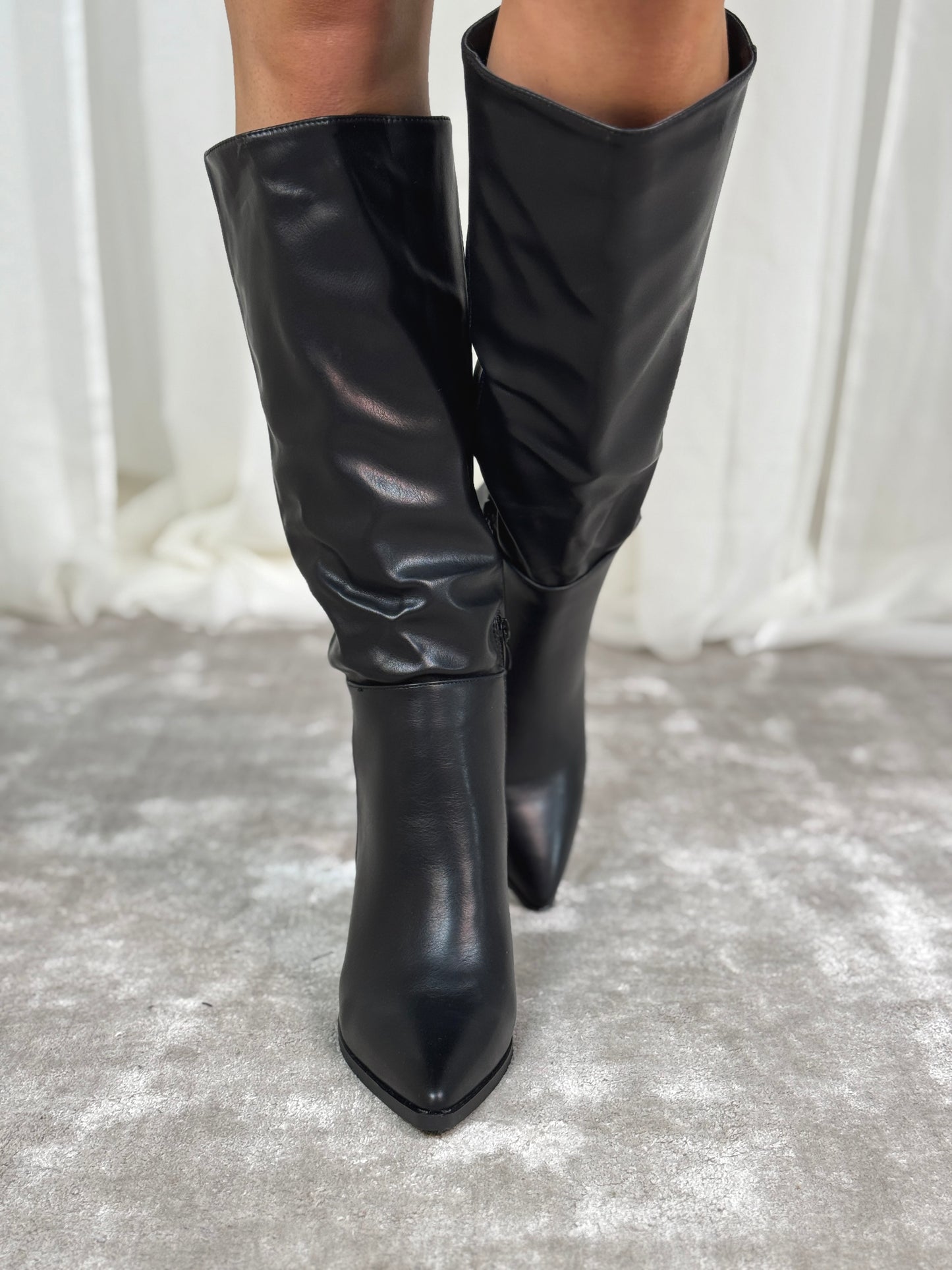 Izzy Faux Leather Boot In Black