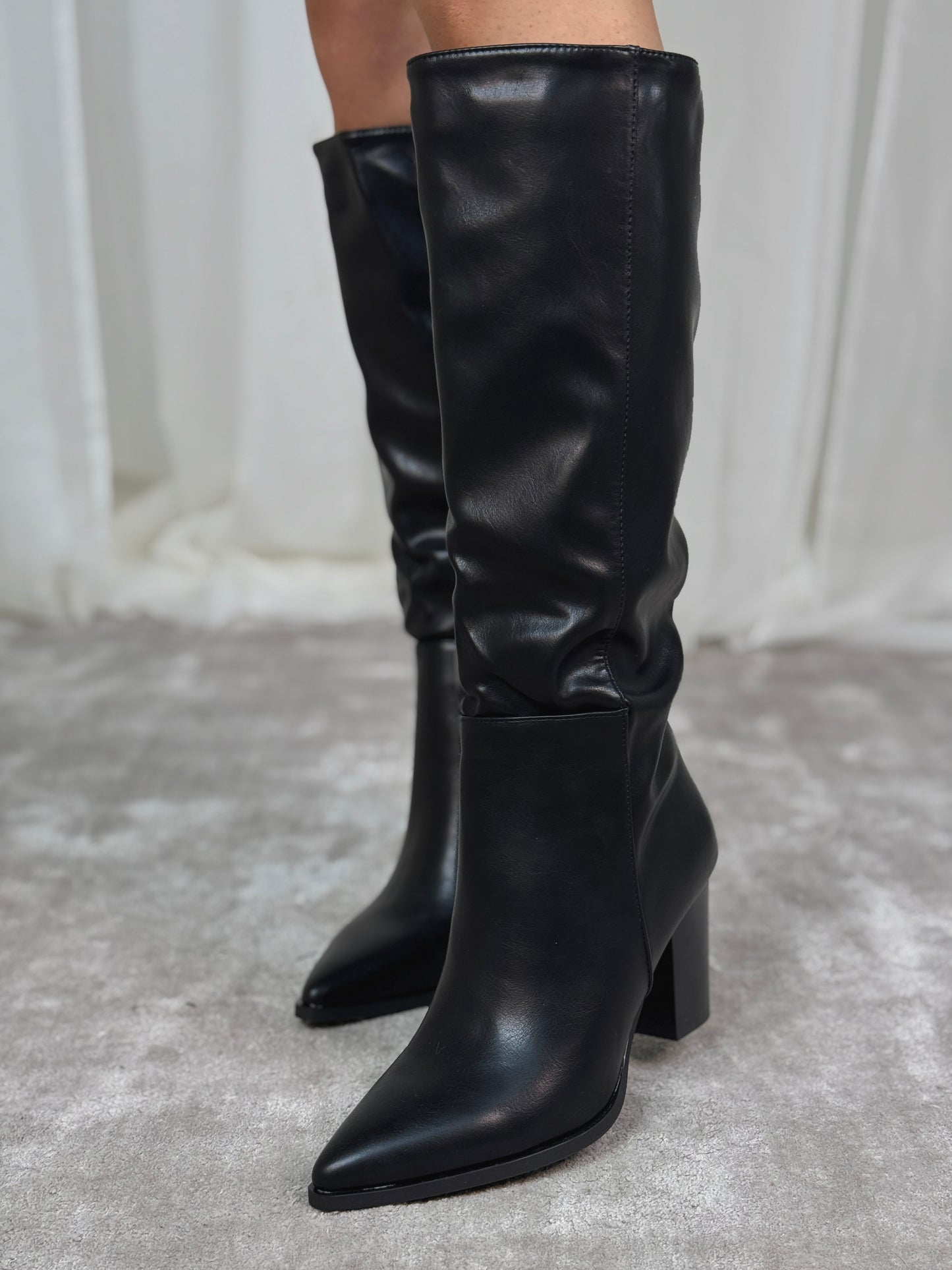 Izzy Faux Leather Boot In Black