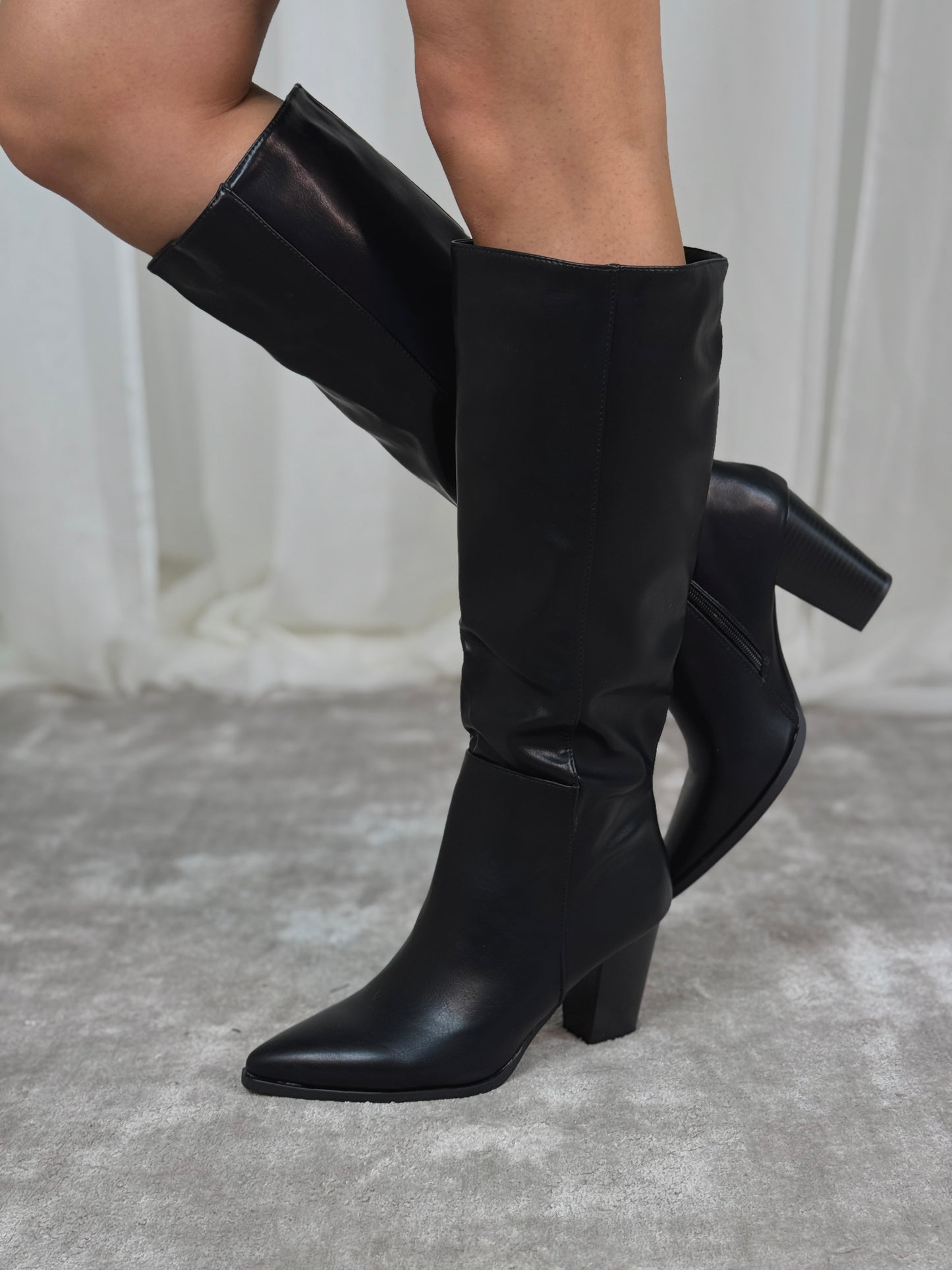 Izzy Faux Leather Boot In Black