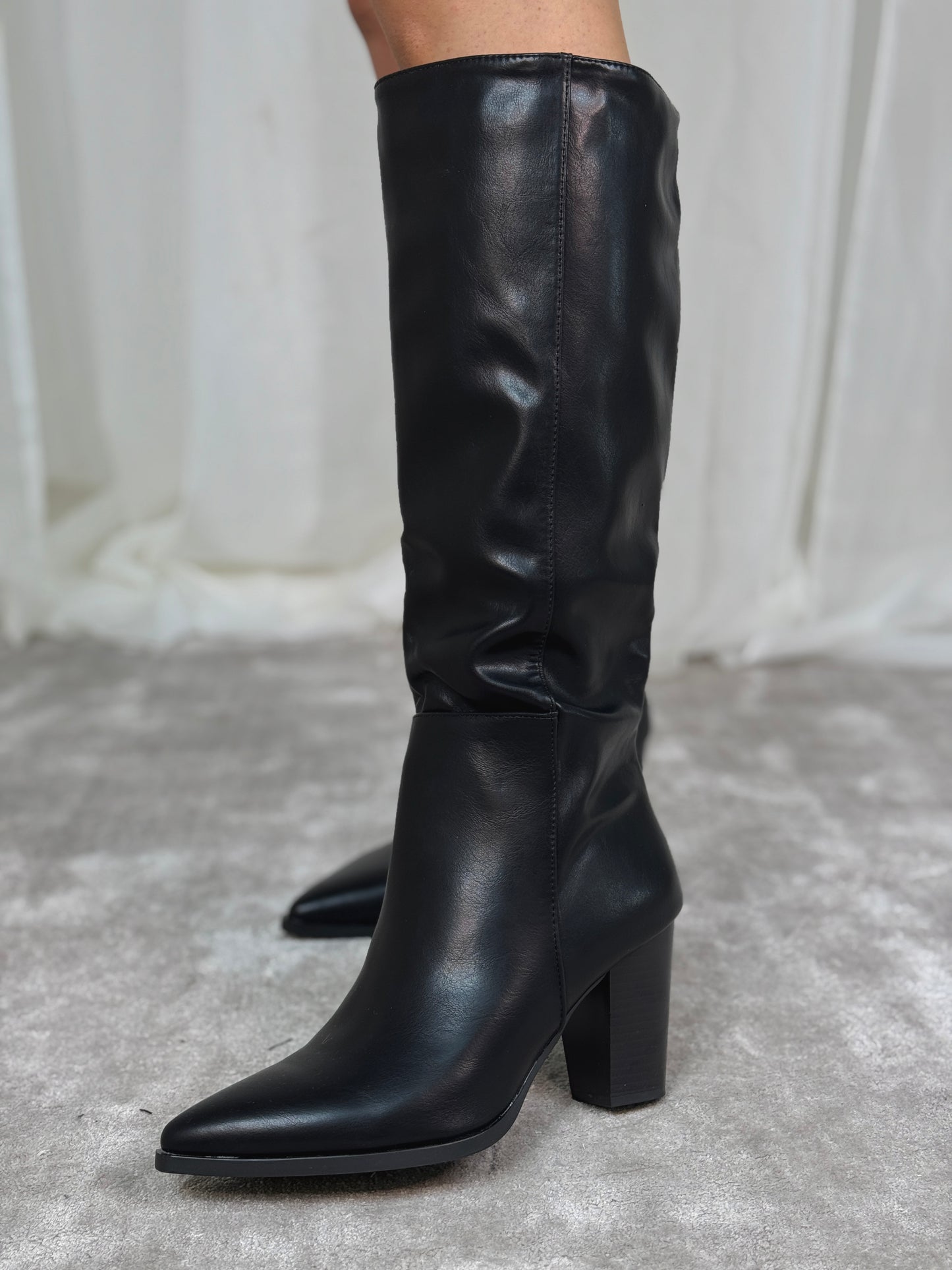 Izzy Faux Leather Boot In Black