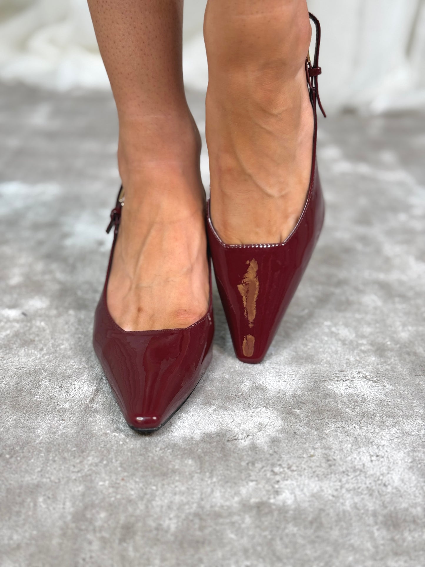 Cathy Patent Slingback In Wine Red