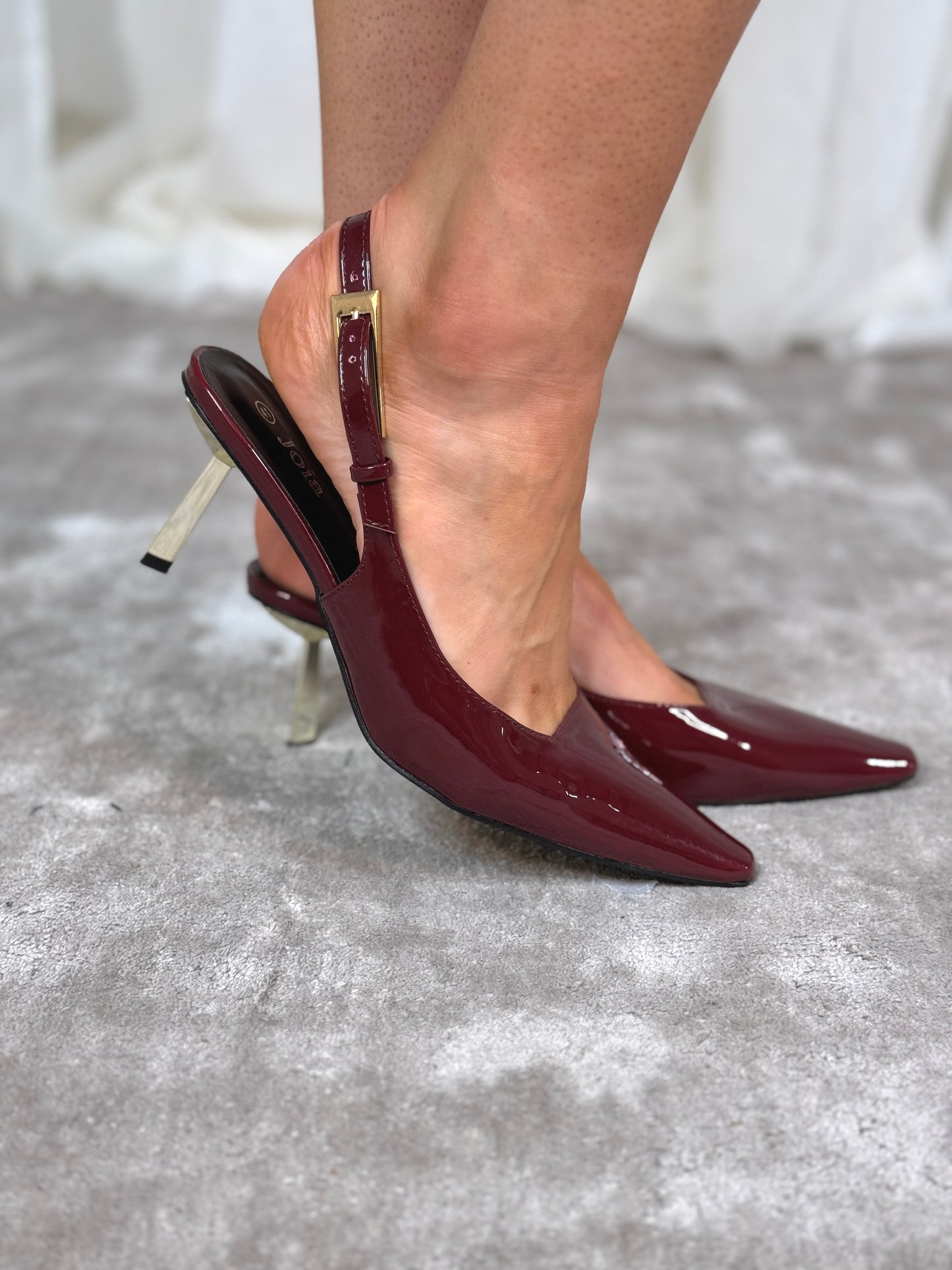 Cathy Patent Slingback In Wine Red