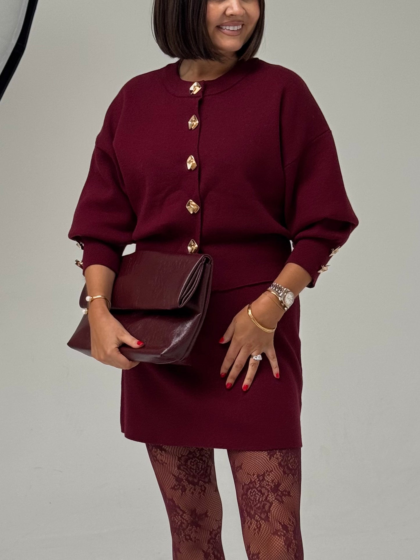 Love Laura Knit Skirt In Burgundy