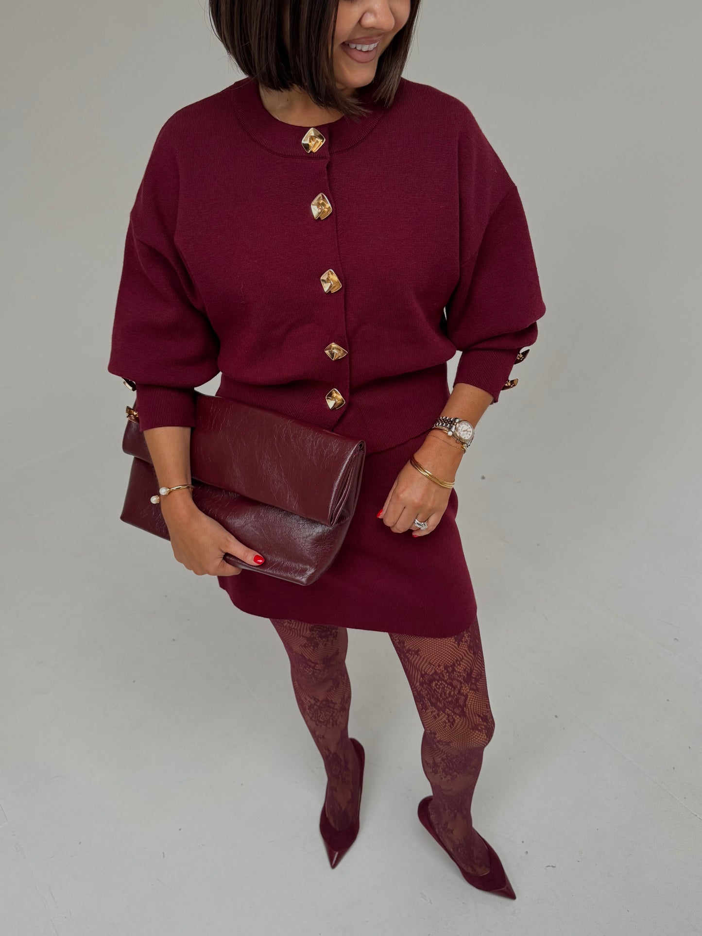 Love Laura Cardigan In Burgundy