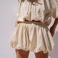 Iris Bubble Hem Shorts In Beige Stripe