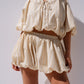 Iris Bubble Hem Top In Beige Stripe