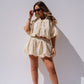Iris Bubble Hem Top In Beige Stripe