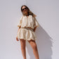 Iris Bubble Hem Top In Beige Stripe