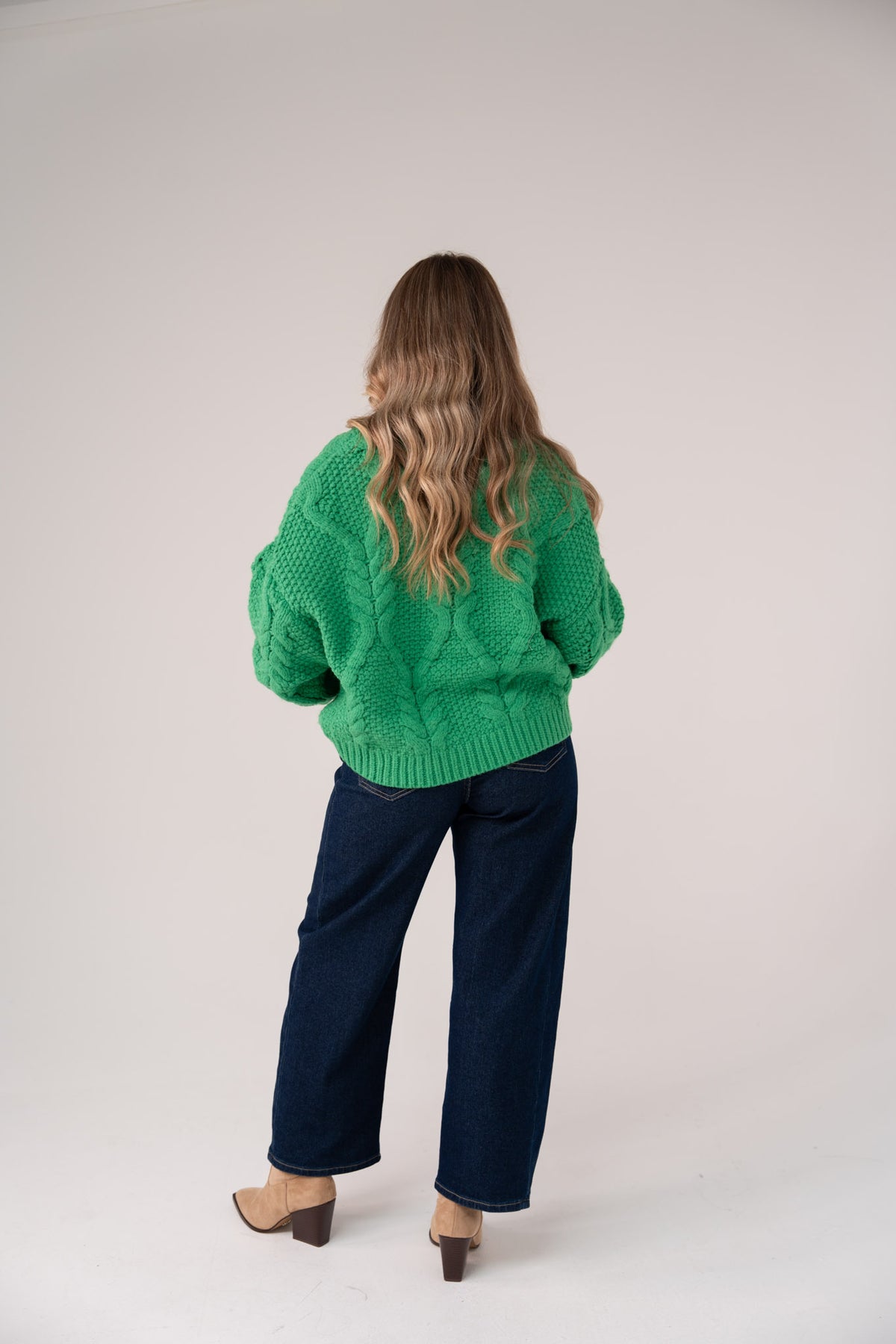Iris Cable Knit Jumper In Green