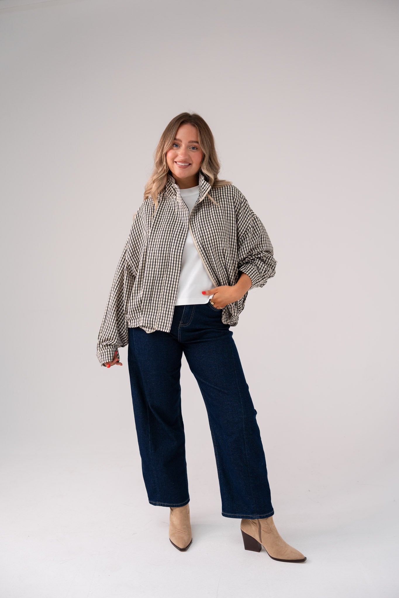 Iris Check Jacket In Monochrome