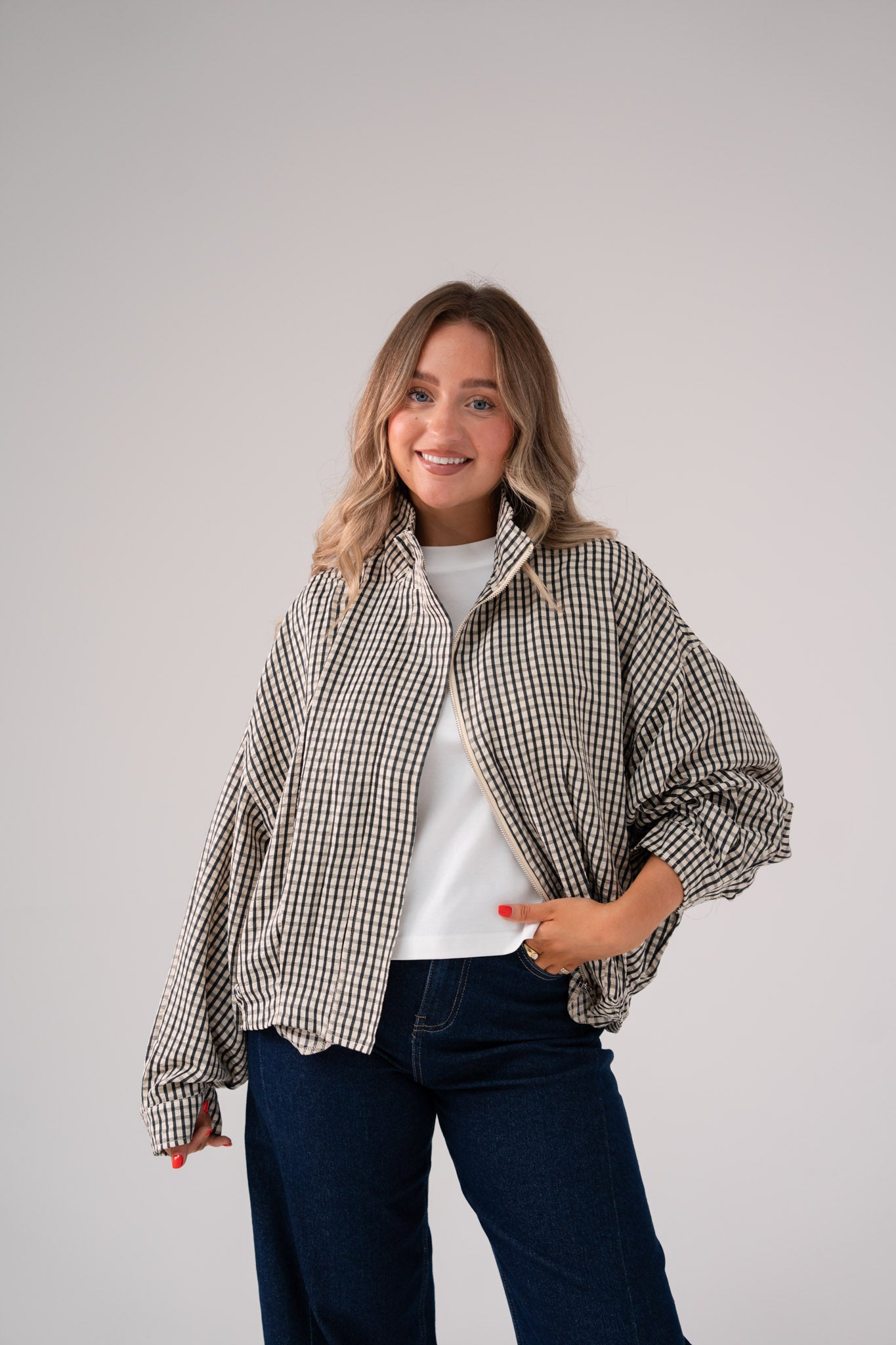 Iris Check Jacket In Monochrome