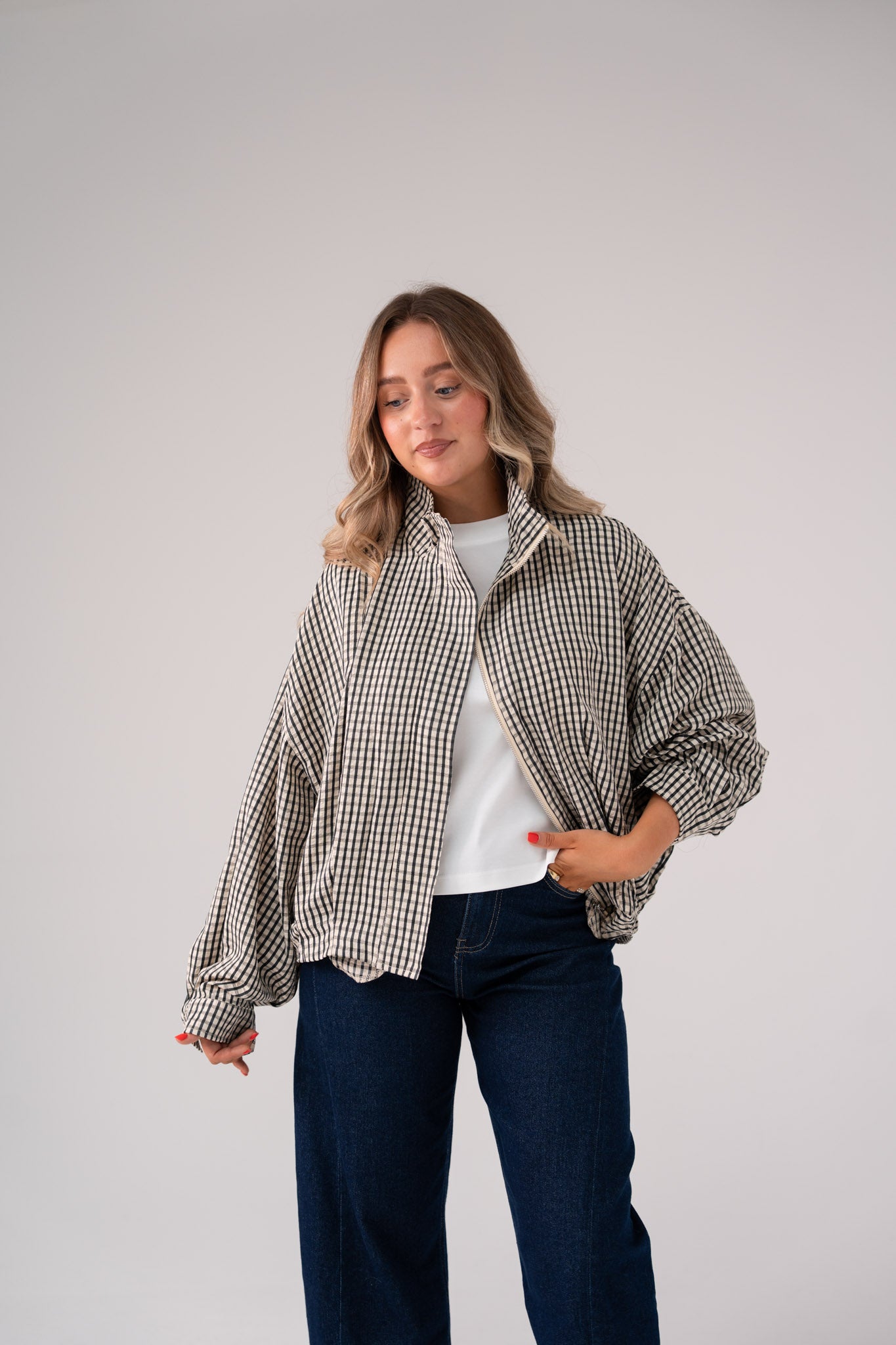Iris Check Jacket In Monochrome