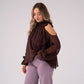 Iris Cold Shoulder Drape Top In Chocolate