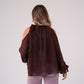 Iris Cold Shoulder Drape Top In Chocolate