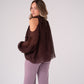 Iris Cold Shoulder Drape Top In Chocolate