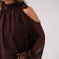 Iris Cold Shoulder Drape Top In Chocolate