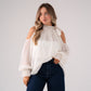 Iris Cold Shoulder Drape Top In Cream