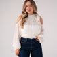 Iris Cold Shoulder Drape Top In Cream