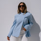 Iris High Collar Pinstripe Blazer In Blue