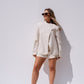 Iris High Collar Pinstripe Blazer In Cream