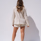 Iris High Collar Pinstripe Blazer In Cream