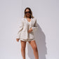 Iris High Collar Pinstripe Blazer In Cream
