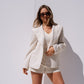 Iris High Collar Pinstripe Blazer In Cream