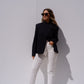 Iris High Collar Pinstripe Blazer In Navy