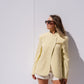 Iris High Collar Pinstripe Blazer In Yellow