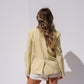 Iris High Collar Pinstripe Blazer In Yellow