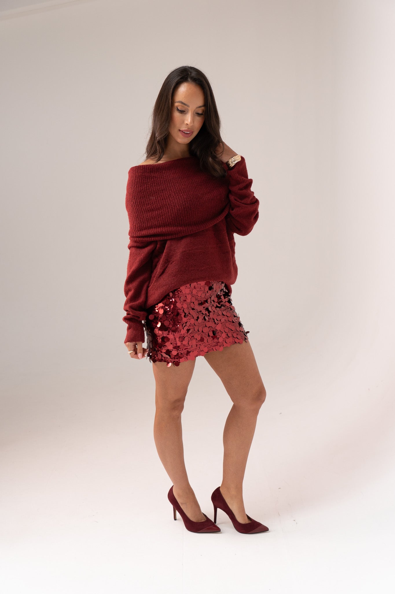 Iris Sequin Skirt In Red