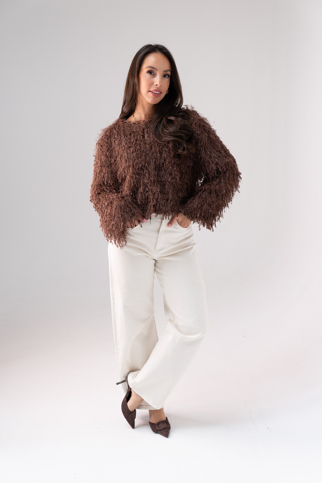 Iris Textured Jacket In Chocolate