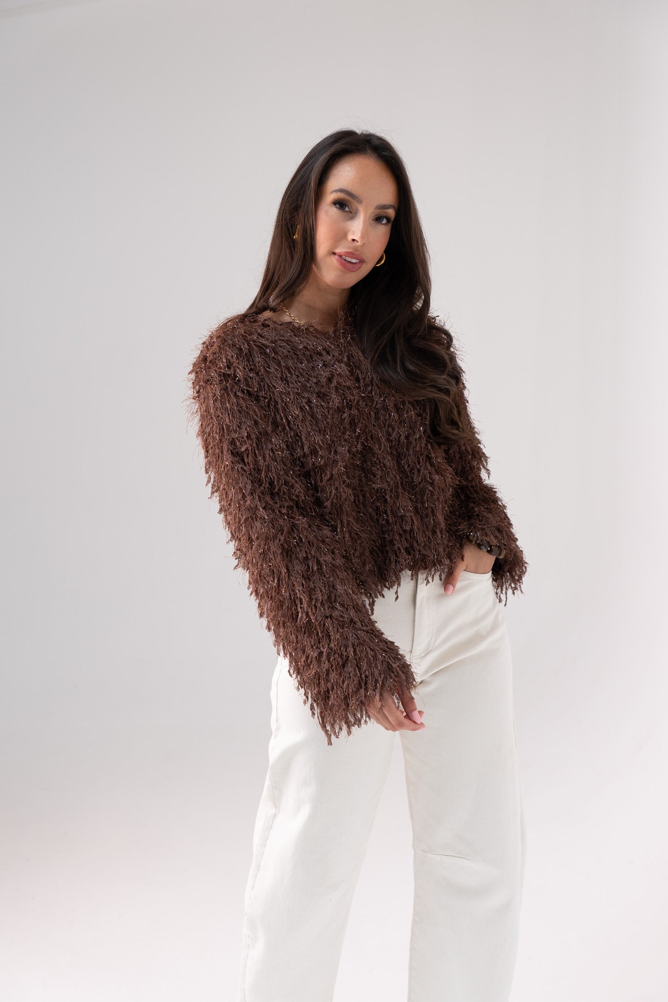 Iris Textured Jacket In Chocolate