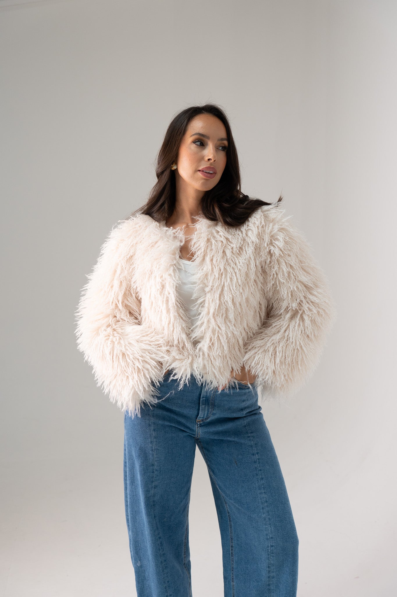 Iris Textured Coat In Beige