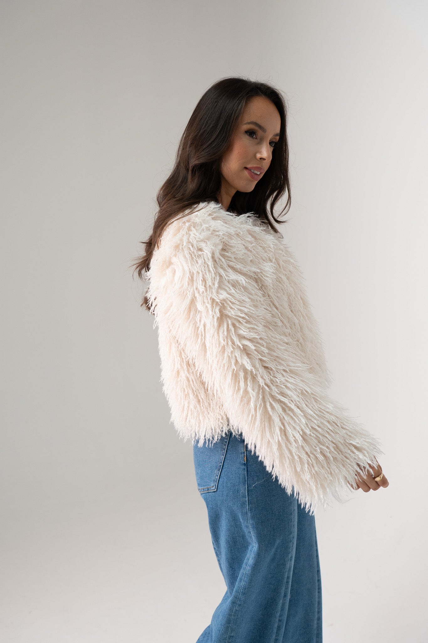 Iris Textured Coat In Beige