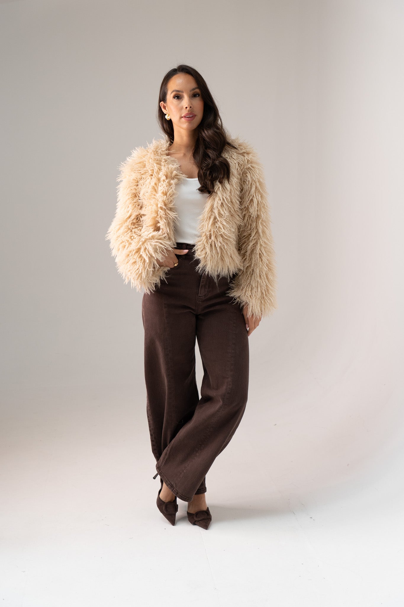 Iris Textured Coat In Taupe