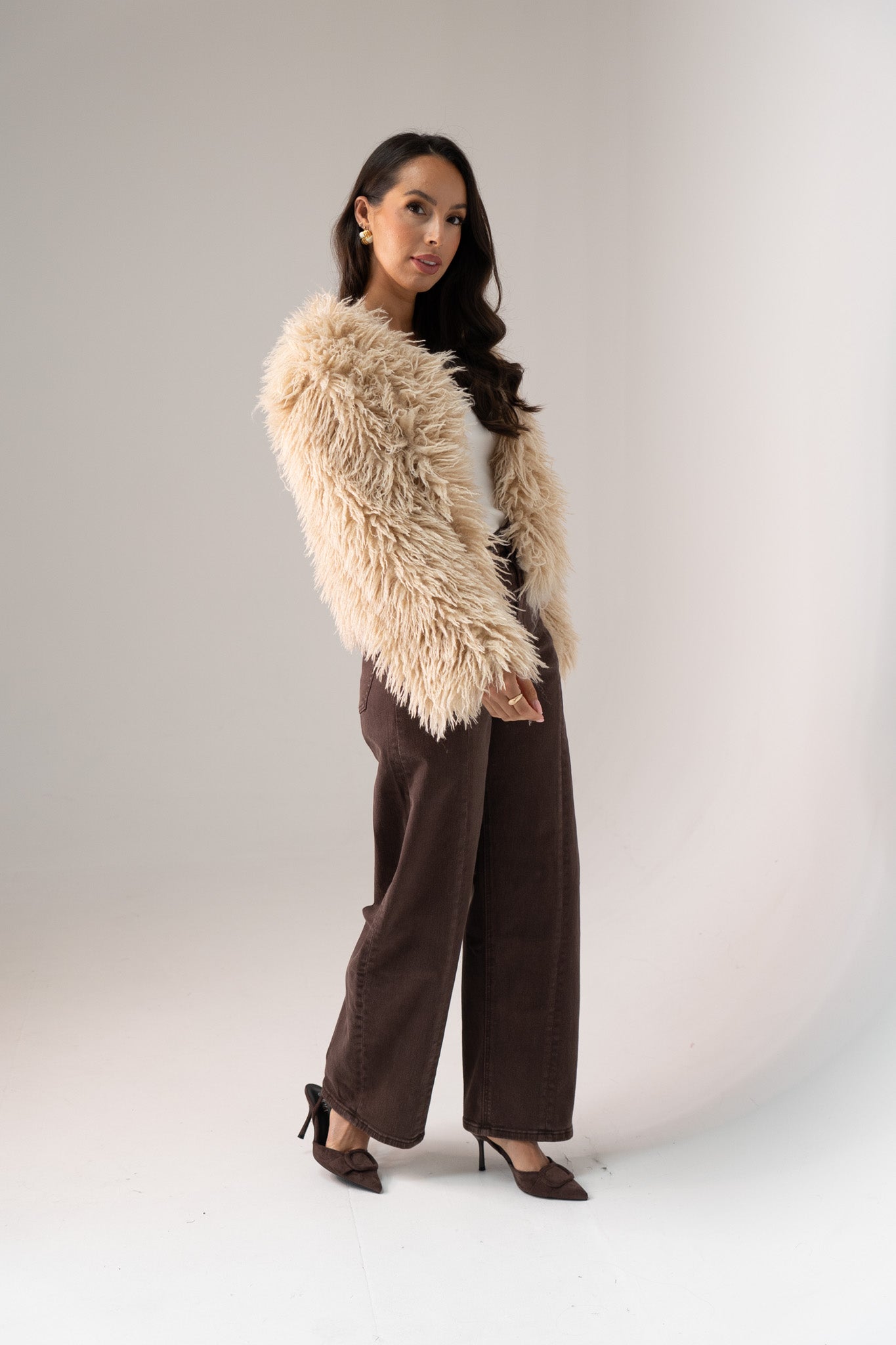 Iris Textured Coat In Taupe