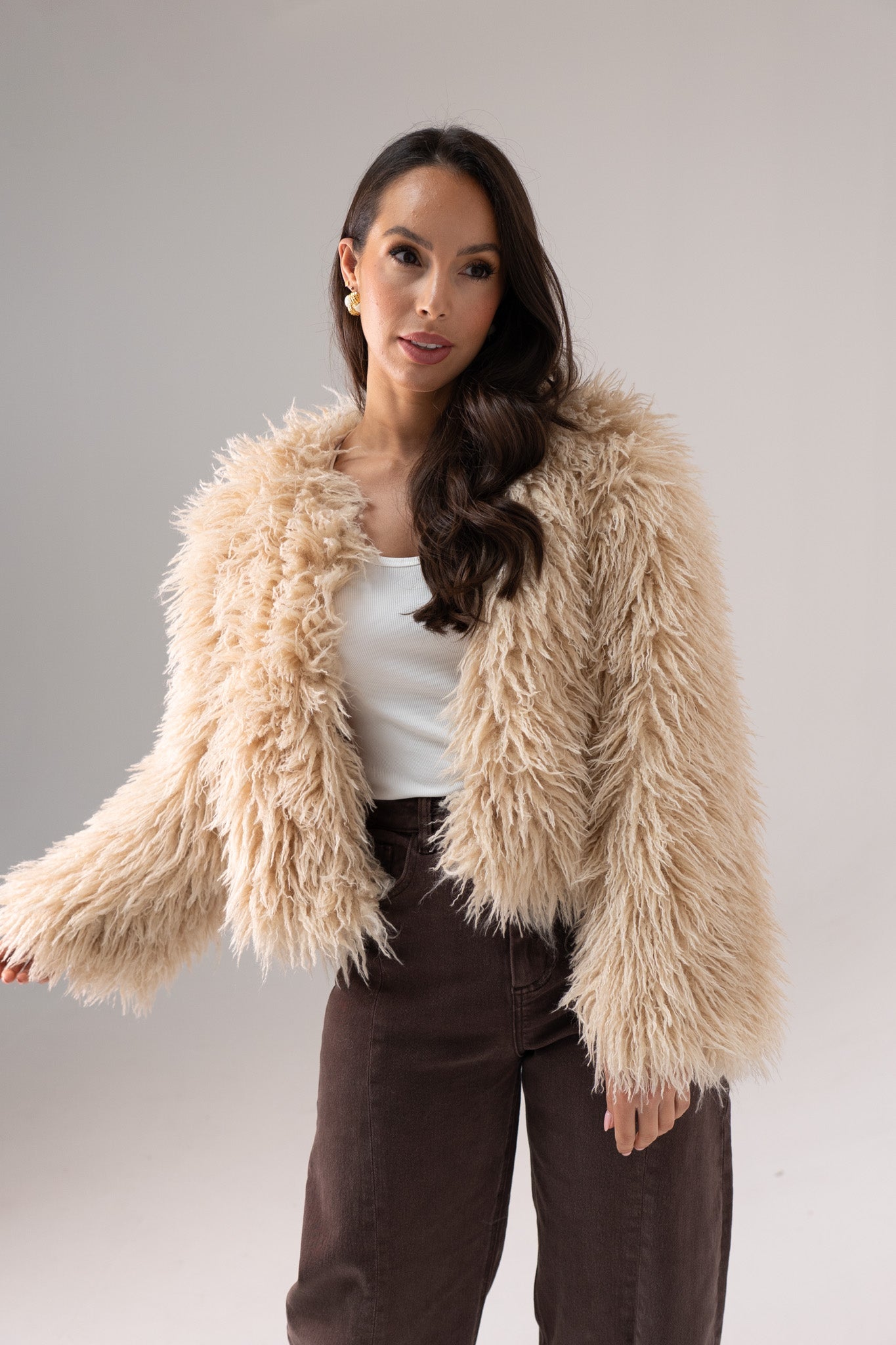 Iris Textured Coat In Taupe