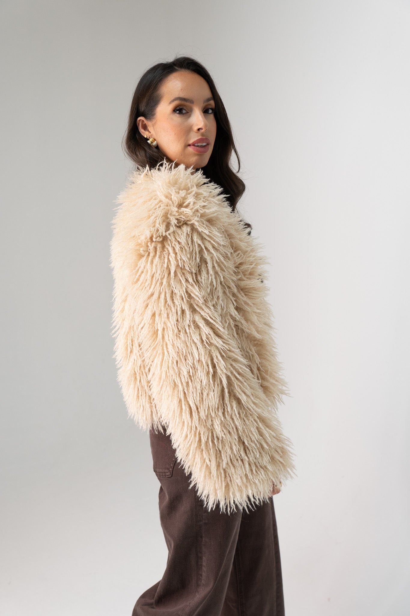 Iris Textured Coat In Taupe