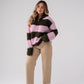 Iris Zip Cardigan In Pink & Khaki