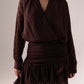 Iris Polka Dot Wrap Dress In Chocolate