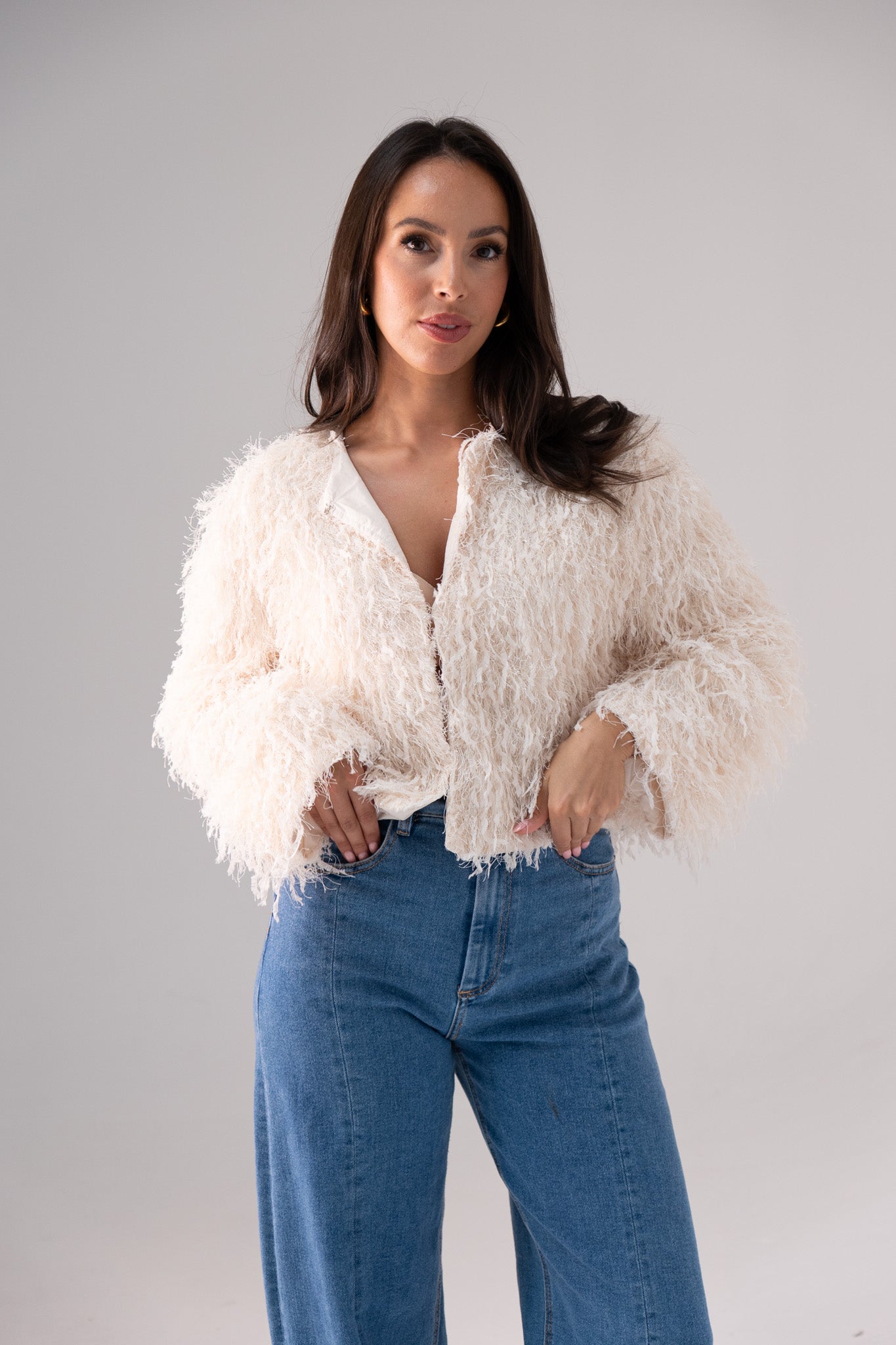 Iris Textured Jacket In Ivory