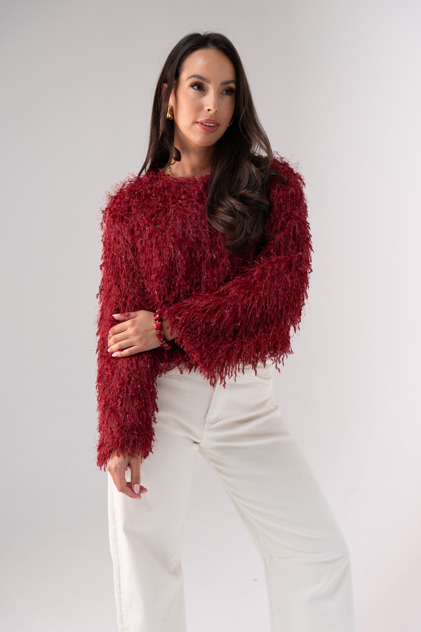 Iris Textured Jacket In Red