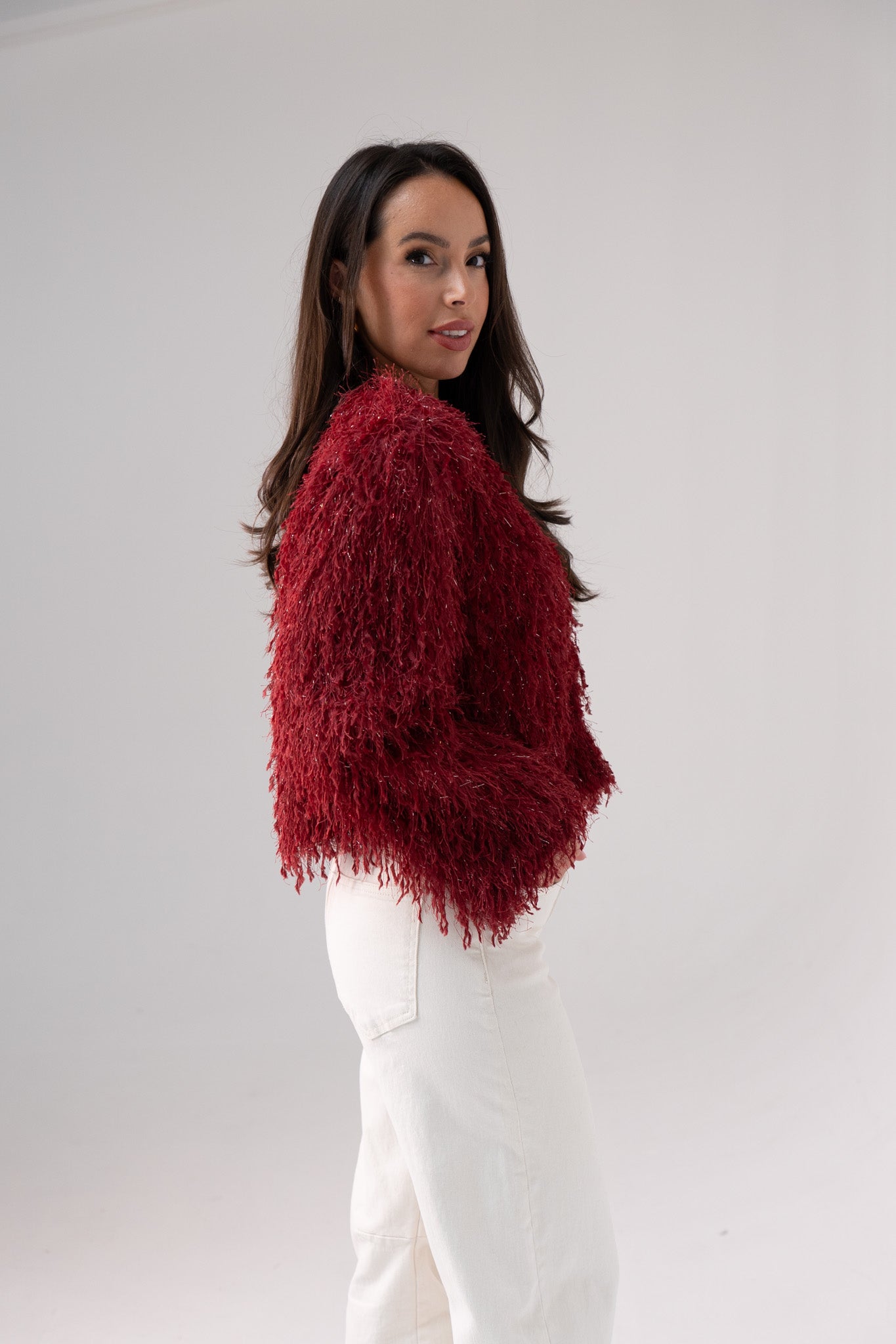 Iris Textured Jacket In Red