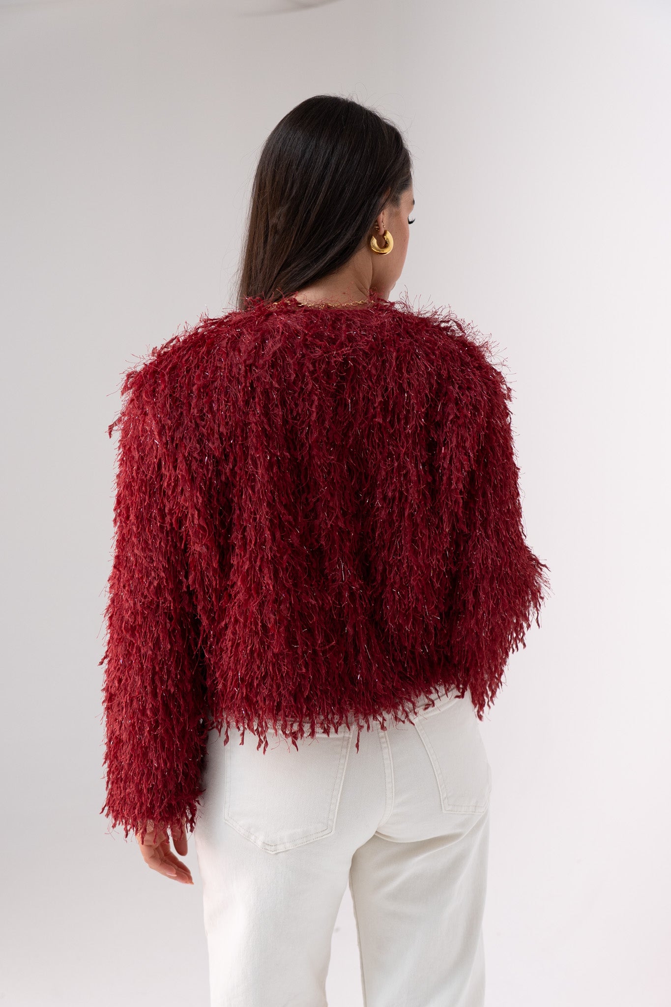 Iris Textured Jacket In Red