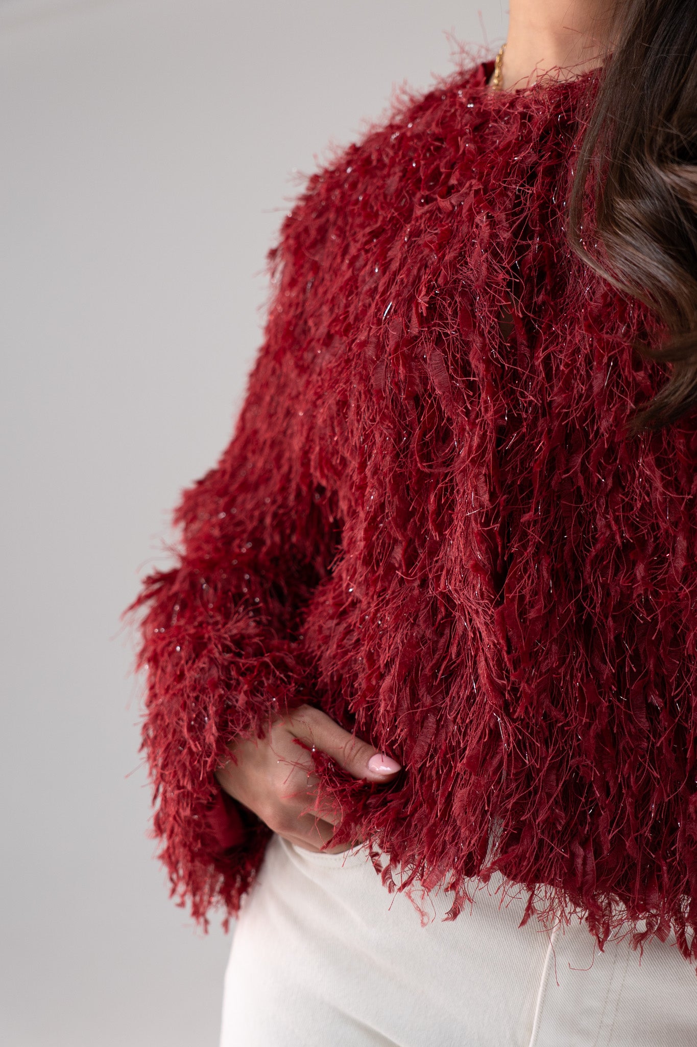 Iris Textured Jacket In Red