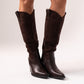 Izzy Bi Material Western Boots In Chocolate